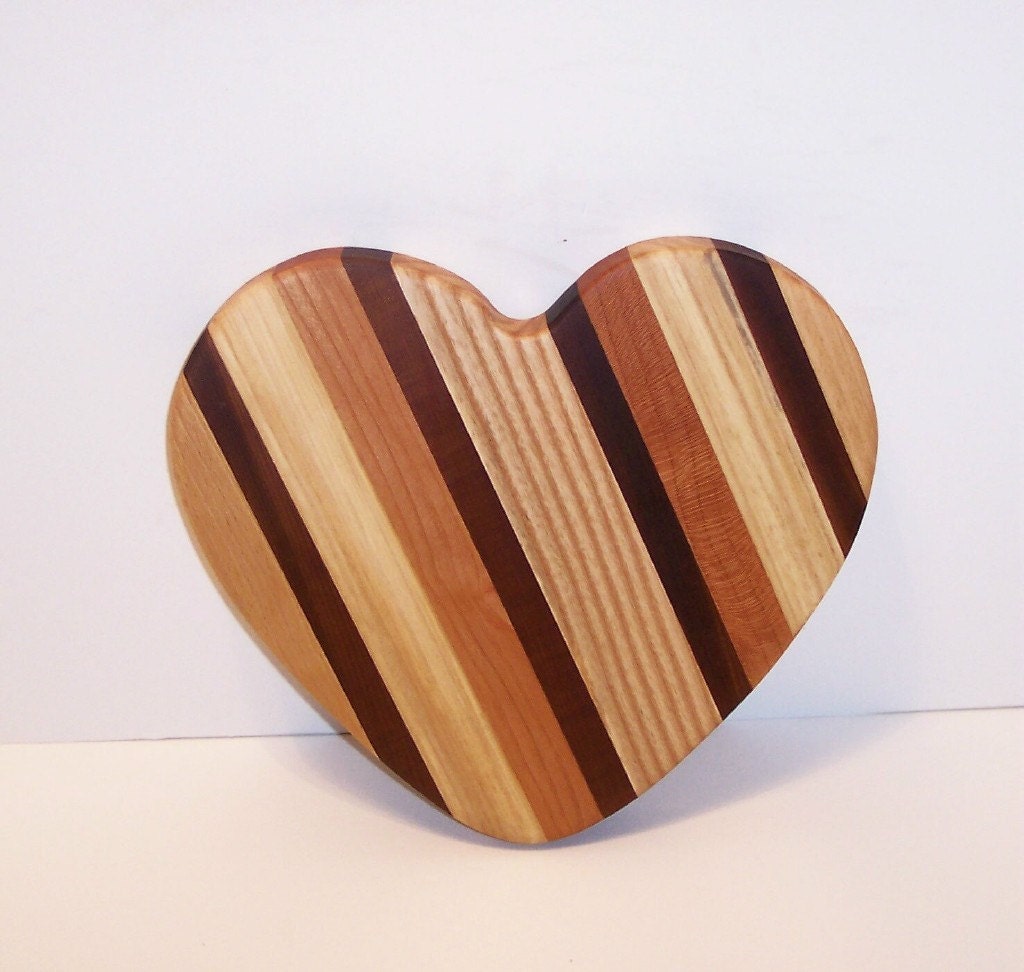 Heart Cutting Board Handcrafted from Mixed Hardwoods by tomroche