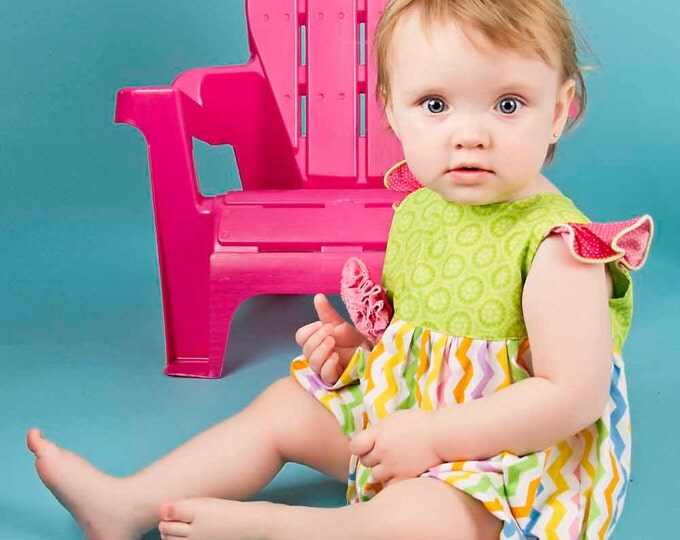 Baby Shower Gift - Girls Romper - 1st Birthday - Handmade - Gift for Baby - Reborn Doll - Outfit - Rainbow - Chevron - Newborn to 18 months