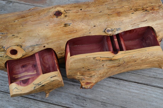 Cedar Log Jewelry Box Rustic Decoration Home accents Secret