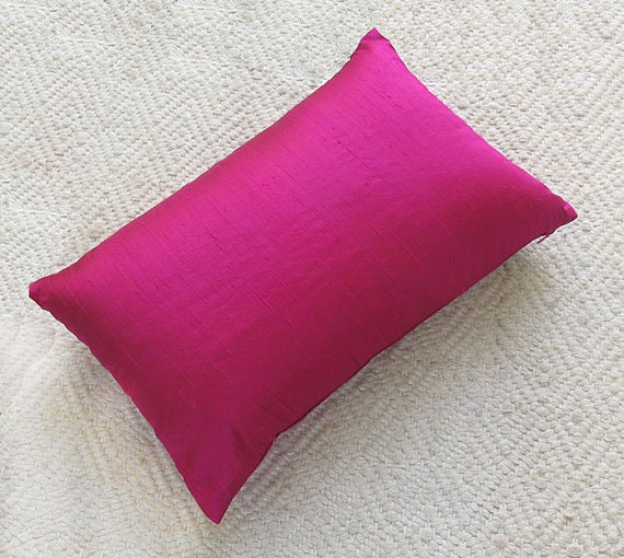 fuschia pink dupioni silk pillow cover. Throw pillow lumber