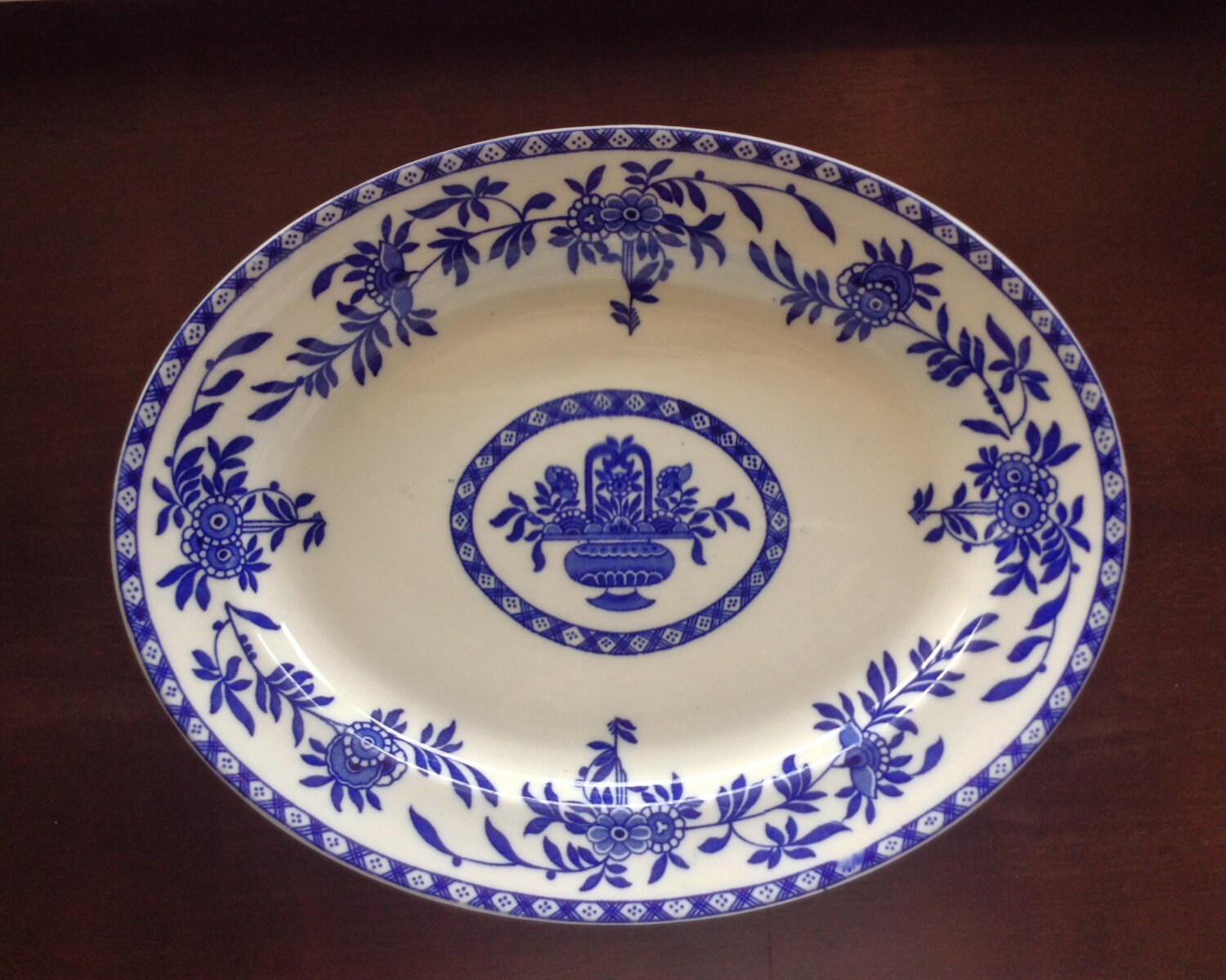 Vintage Delph Blue and White Serving Platter Wood & Sons Rare