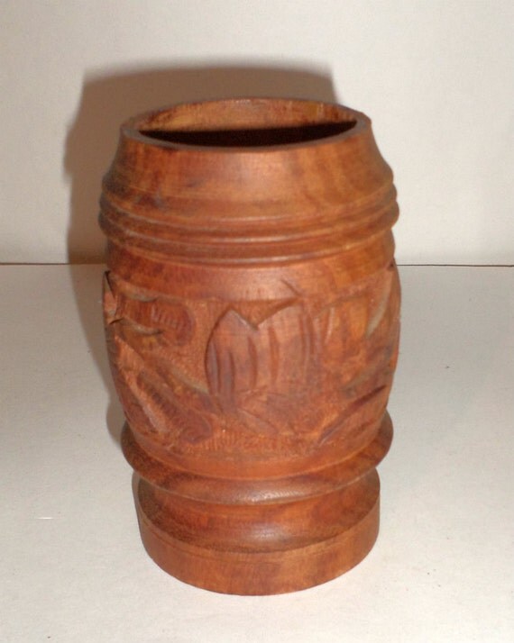 Vintage Wood Cup Hand Carved Wooden Cup Made In by carriesattic