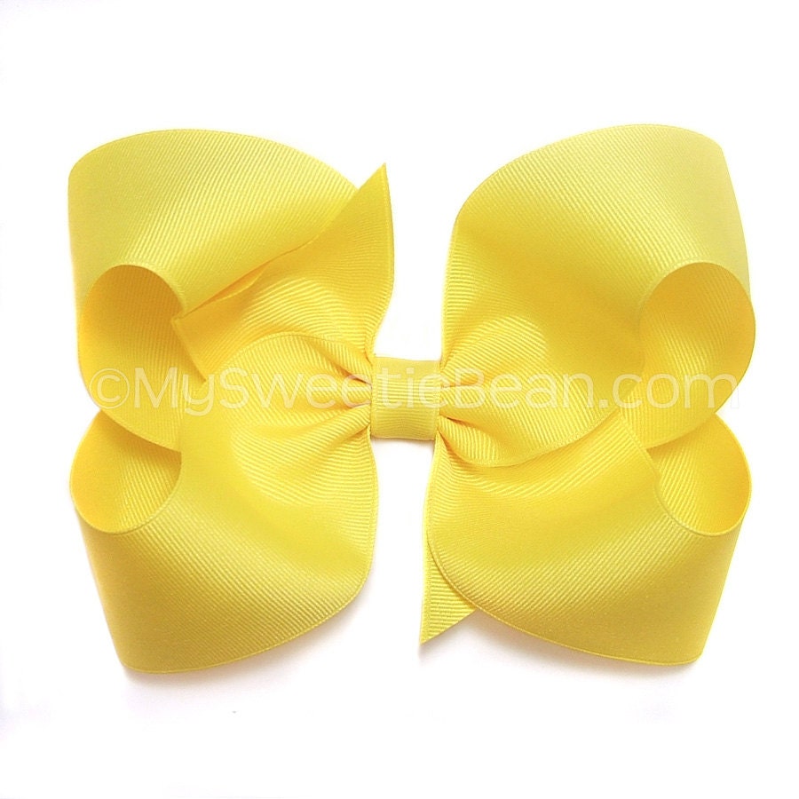 Big Yellow Hair Bow Extra Large Bow for Girls Teens 6 inch