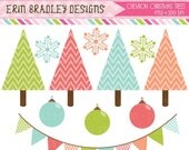 50% OFF SALE Holiday Clipart Clip Art Personal & Commercial Use Chevron Christmas Trees Il_170x135