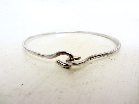 Sterling silver hook and eye bangle bracelet