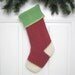 Handmade Christmas Stocking from Red and Green Felted Recycled Wool Sweater (no.393)