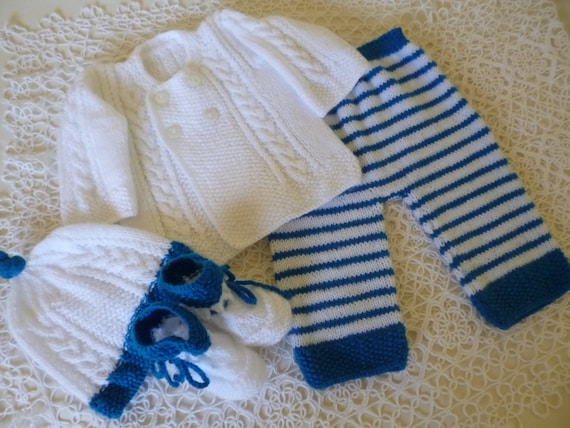 Knitted Newborn Boy Set. Coming Home Outfit. Baby by Pitusa