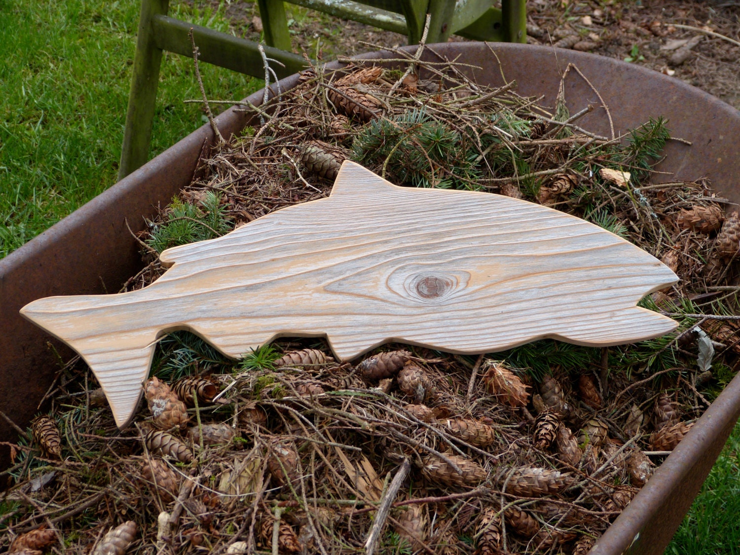 Unfinished Cedar Wooden Salmon Carved Wall Art Salmon Art