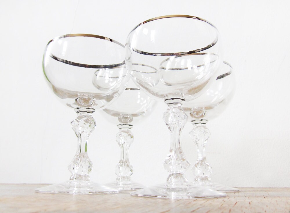 champagne glasses silver rim champagne glasses mid century
