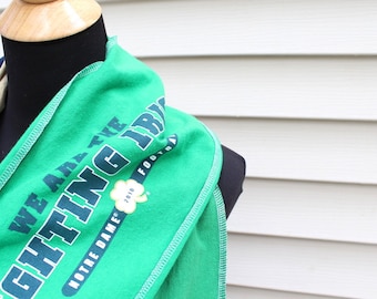 Custom T Shirt Scarf - Team Spirit Scarf - Tailgate Scarf - Upcycled - Green