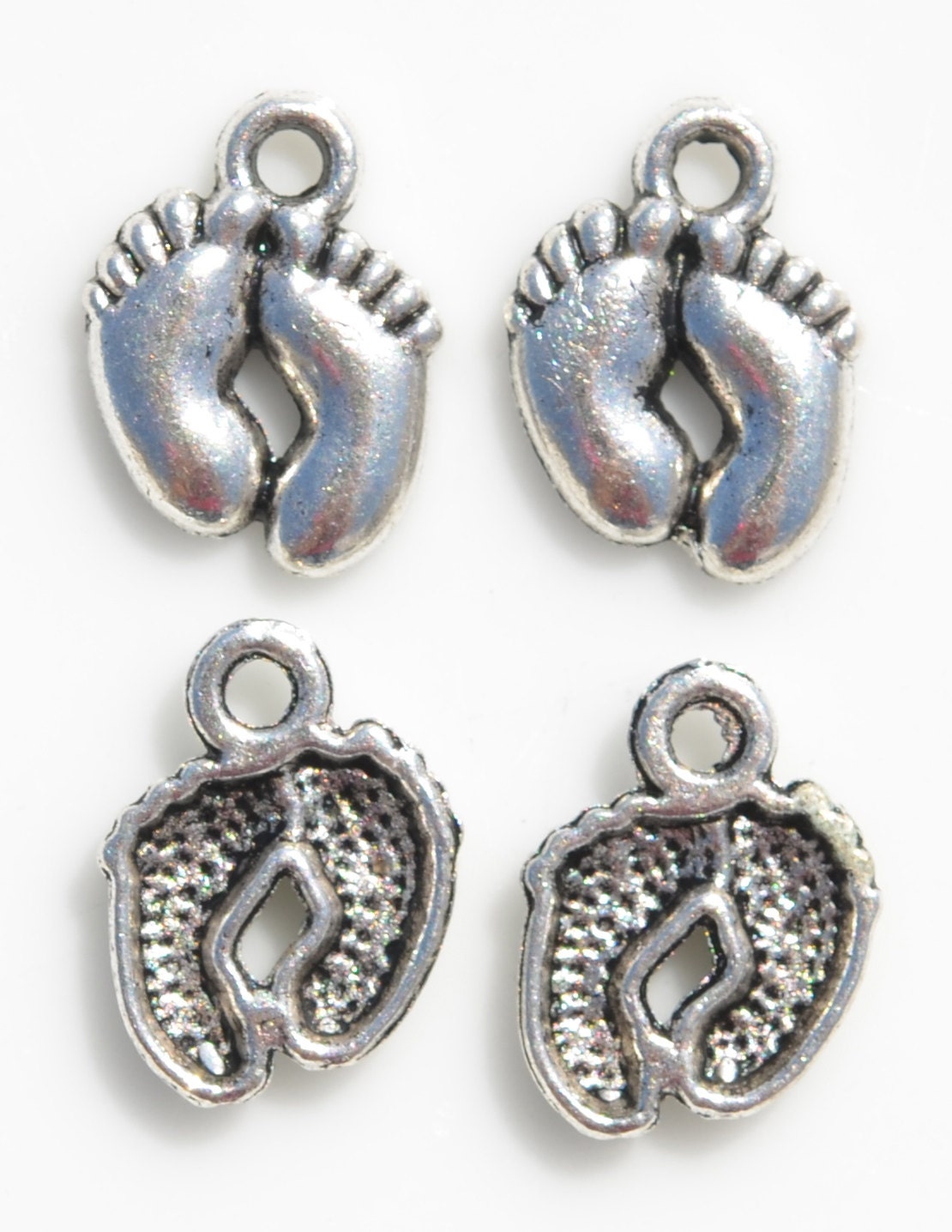 BULK 50 Little Silver Feet Charms SC1891 by LorettasBeads on Etsy