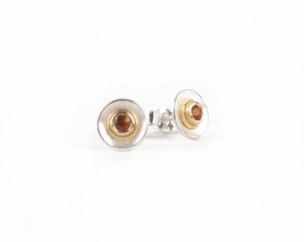 silver studs with citrines and gold