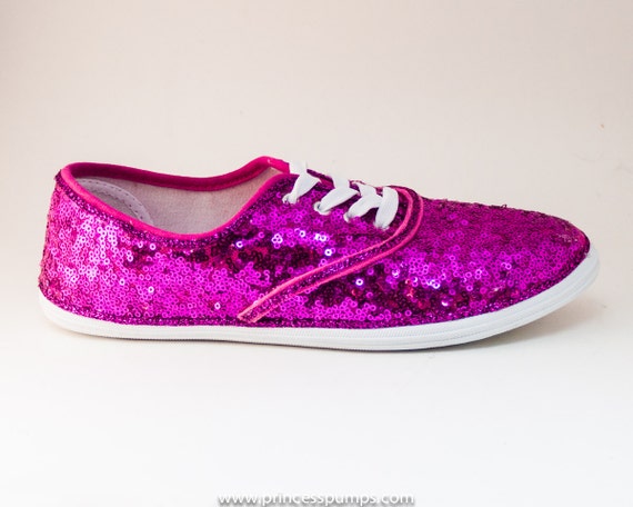 CVO Hot Fuchsia Pink Sequin Canvas Sneaker Tennis by princesspumps