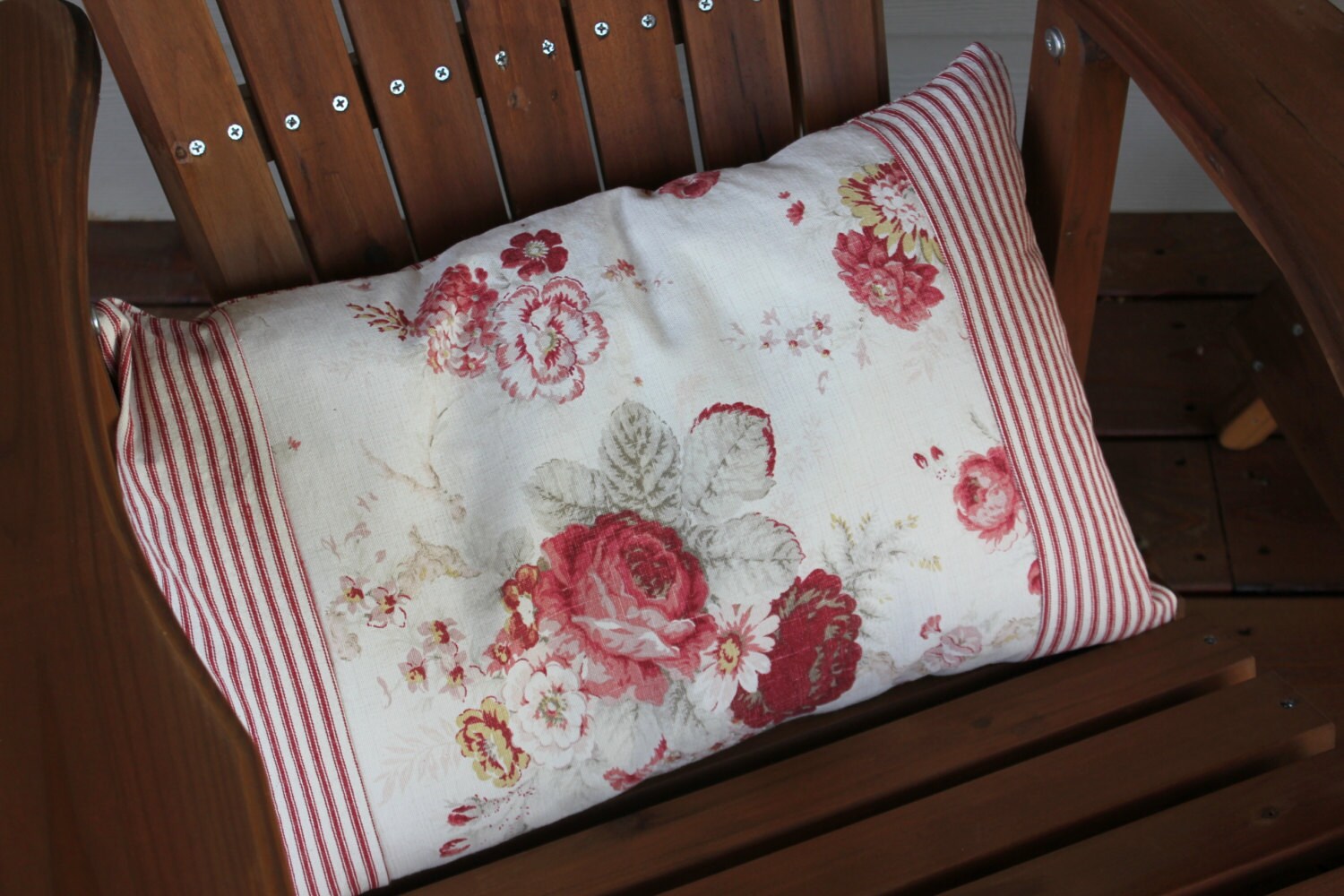 Large Lumbar Pillow Waverly Norfolk Rose by TheStitchinChicken