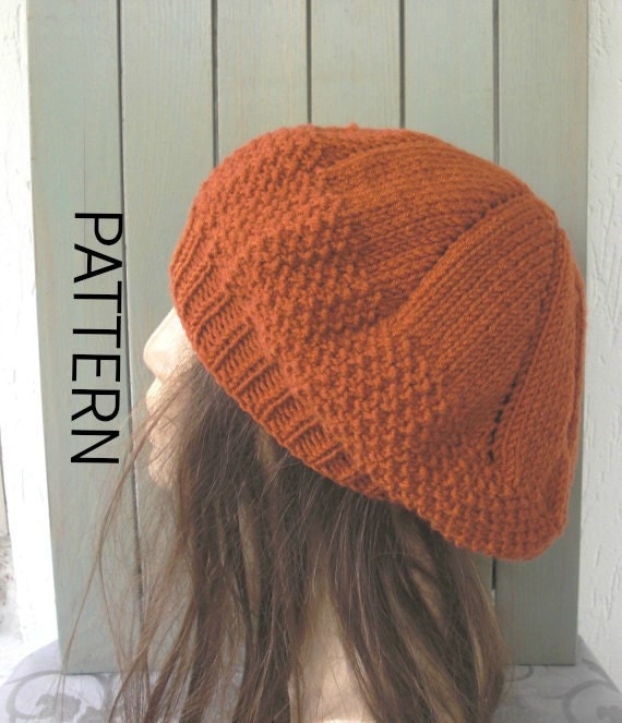 Knit hat pattern- Digital  Hat Knitting PATTERN PDF -Seed Stitche Beret  Pattern  Intermediate DIY - womens hat  Fall Autumn Winter Fashion