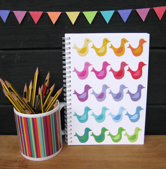 Paper Birds -  A5 spiral bound notebook