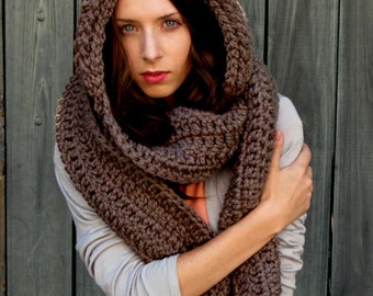 Oversized Chunky Cowl Wool Hooded Cowl Snood Unisex Cowl Scarf