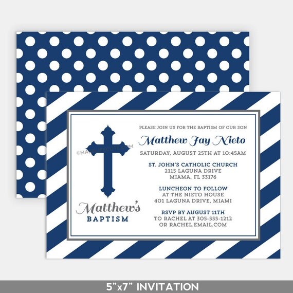 CROSS - Printable 5"x7" Invitation - for Baptism, Christening, Dedication or First Communion - Covenant Cross Collection by Make Life Cute Il_570xn