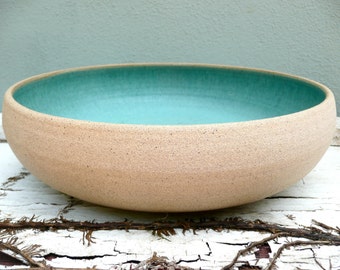 Personalized Wedding Gift, Wedding Bowl, Large Pottery Bowl, Blue Pottery, Fruit Bowl, Handmade Pottery, Bridal Registry, Something Blue