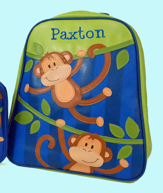 Personalized Stephen Joseph GoGo Backpack BOY MONKEY Themed Backpack-Monogramming Included