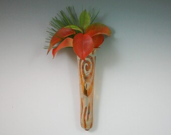 Wall Vase - Hand Blown Glass Wall Pocket- Lampwork Boro Glass