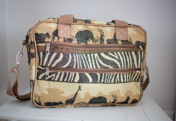 Vintage Safari African Travel Luggage Carry-On Weekender Bag