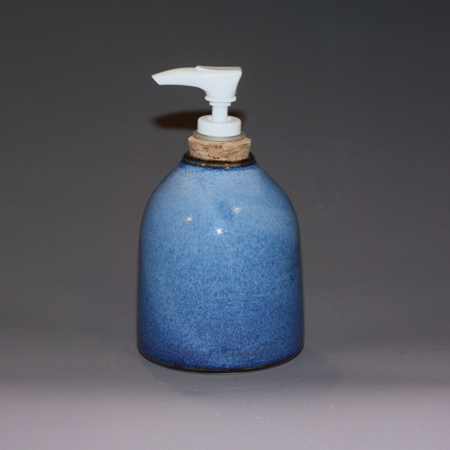 Ceramic Soap Dispenser / Soap Dispenser with Pump / Blue Soap