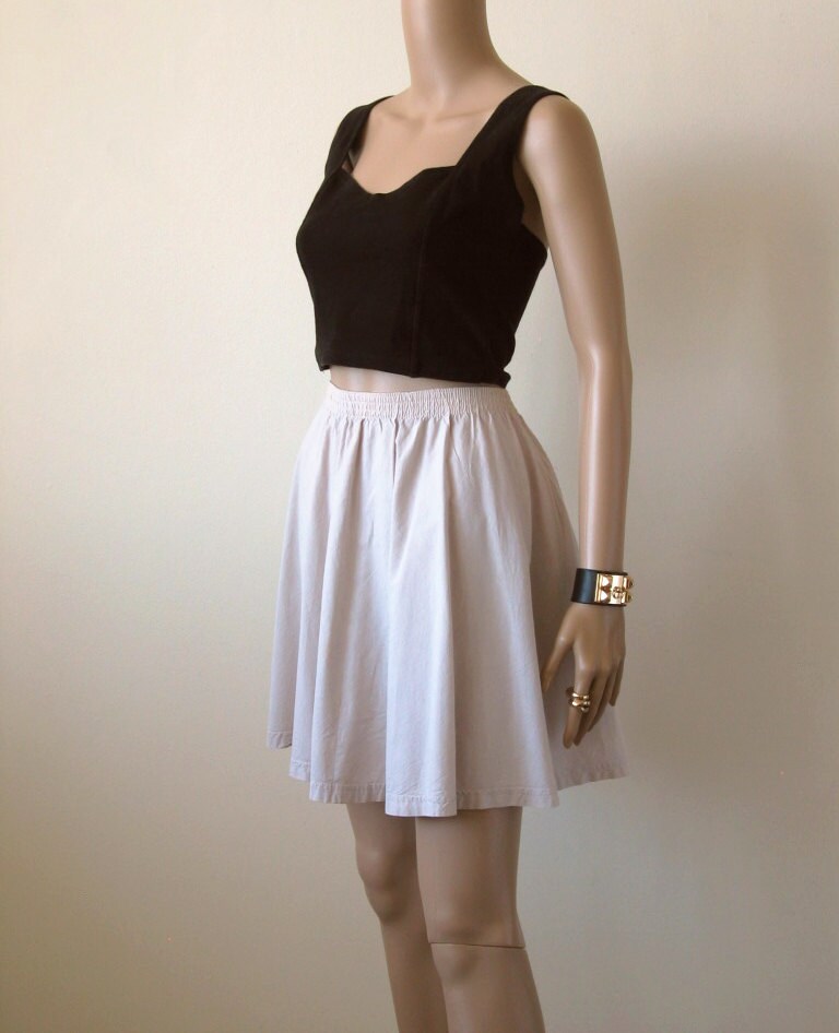 Beige Full Skirt Circle Skirt Khaki Skater Skirt Nude Mini