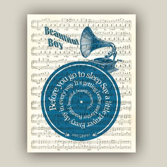 Items similar to John Lennon Print, beautiful boy song