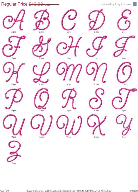 Curly Font 4 Machine Embroidery Monogram by SimplySweetEmbroider