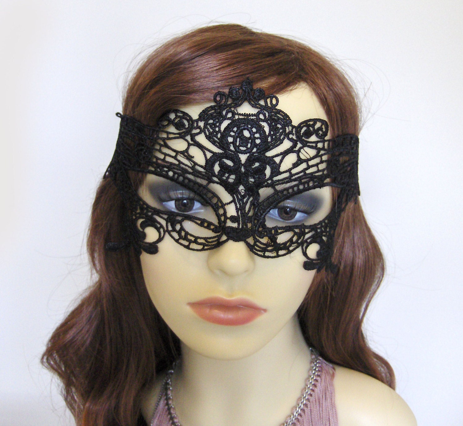 Black Venetian Lace Masquerade Mask Veil Uk By Talulahblue 