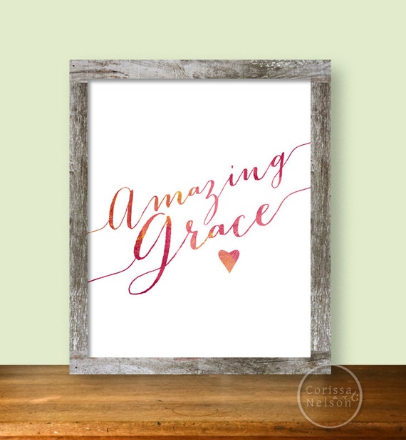 Amazing Grace Watercolor Christian Art 8x10 by CorissaNelsonArt