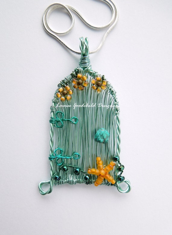 Seashore Fairy Door unique designer wire pendant