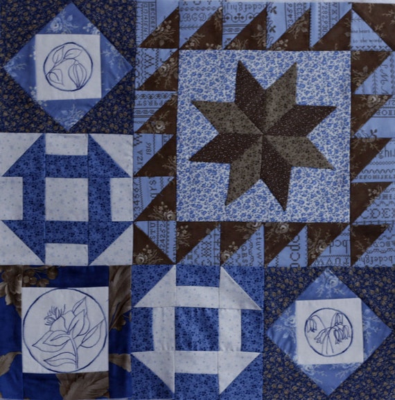 Blueberry Botanical Quilt Block of the Month Block 3