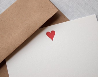 Heart Letterpress Stationery - Set of 6 Flat Notes