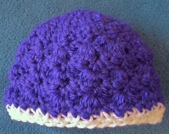 Newborn Baby Hat, Crocheted, Girl, Purple, Hospital Hat, Baby Shower Gift