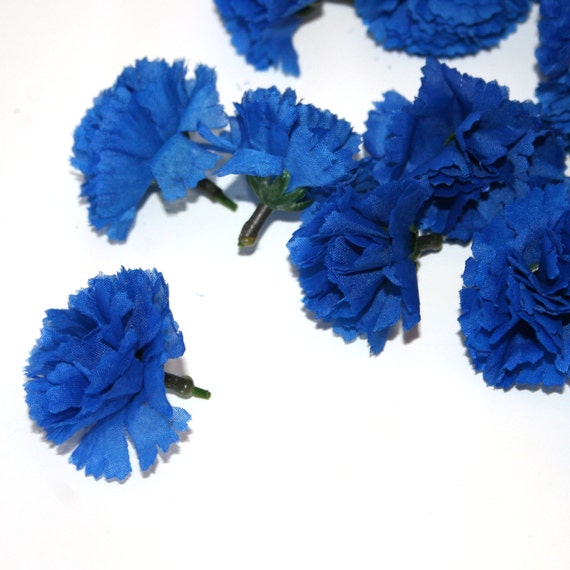 100 Royal Blue Carnations Artificial Flowers by SilkInspirations