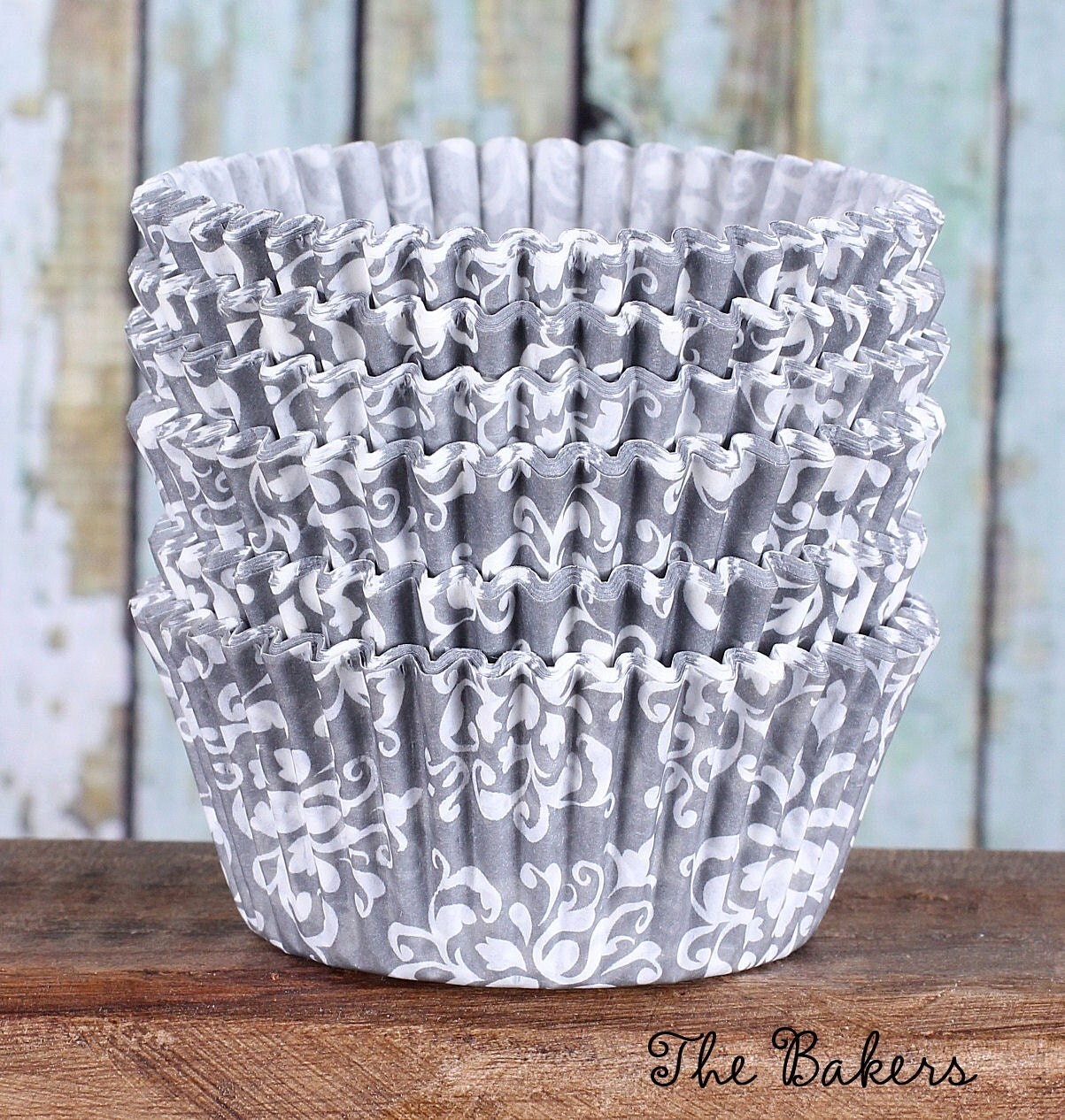 Gray Damask Cupcake Liners Silver Cupcake Liners Silver