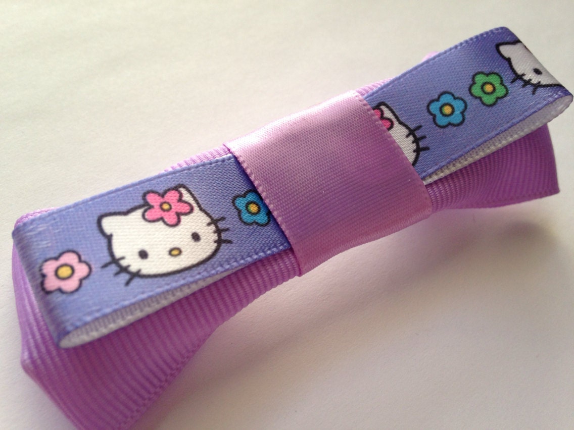 Purple Hello Kitty Hair Bow Kawaii Girls Hair Clip