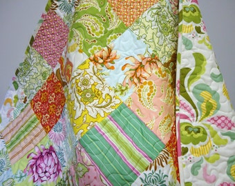 Baby Girl Quilt-Toddler Quilt-Modern Patchwork Crib Quilt-Freshcut-Retro