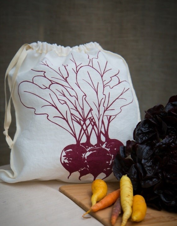 Cloth Gift Bag, Organic Linen Drawstring Produce Bag - Hand Screen ...