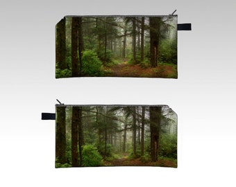 Smoky Mountain Forest Pencil Case - Zipper Pouch - Pencil Pouch - Cosmetics Pouch - Cosmetics Case - Pink blue