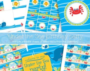 Under the Sea Party Decorations - Under the Sea Birthday Kit - Under the Sea Party Pack - PRINTABLE, INSTANT DOWNLOAD