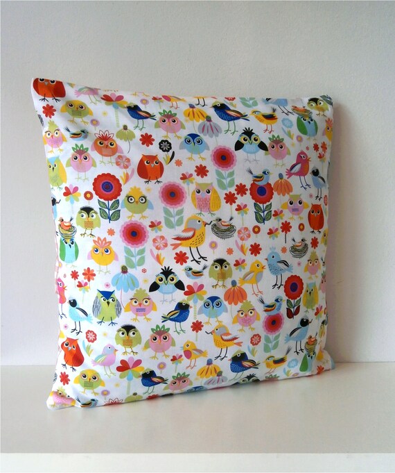 Kitsch Birds Pillow Cushion Cover by carouselbelle on Etsy