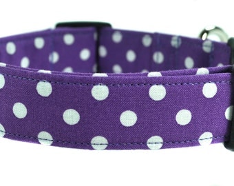 Purple Polka Dot - Dog Collar
