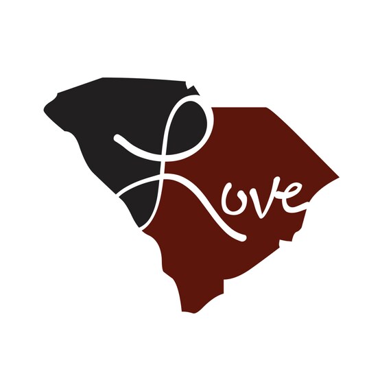 South Carolina Love in Garnet and Black Vinyl Decal: Sticker