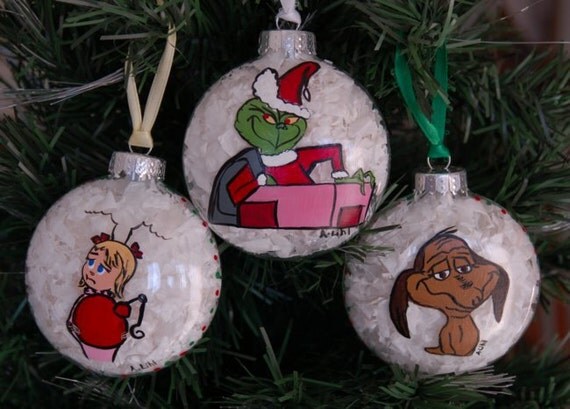 The Grinch Christmas Ornament Set of 3: Grinch Cindy Lou