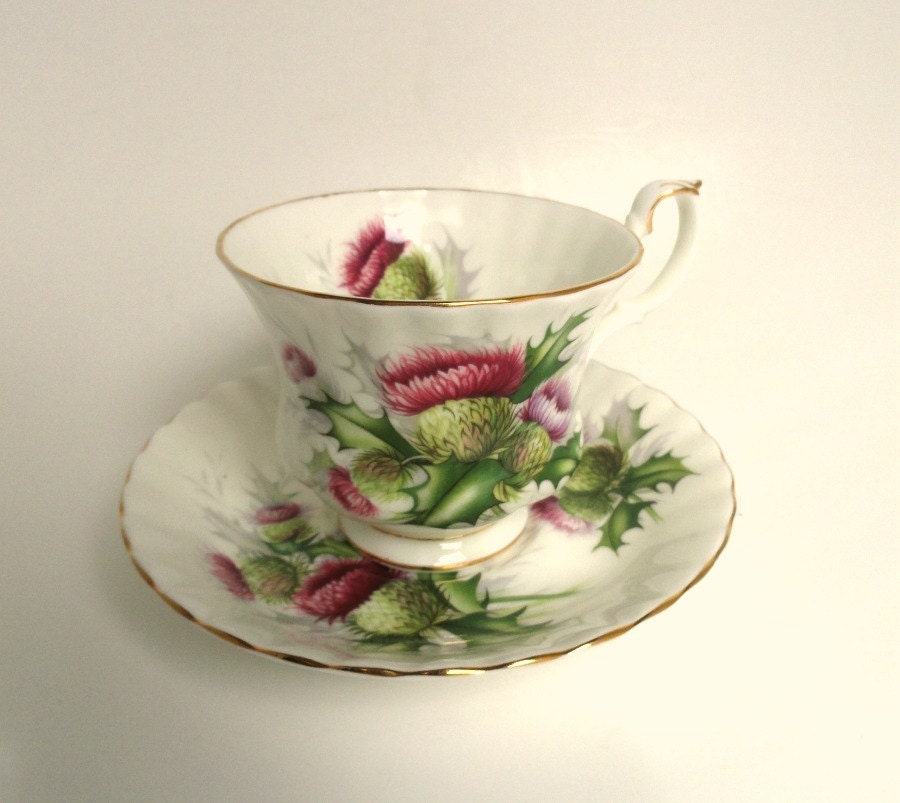 Royal Albert Highland Thistle Cup and Saucer Bone China