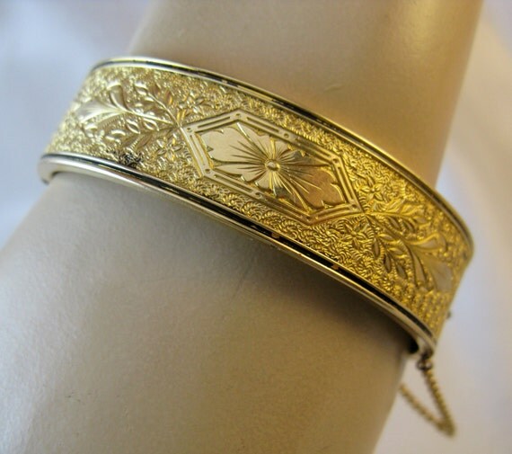 Antique Victorian Gold Filled Hinged Bangle Bracelet