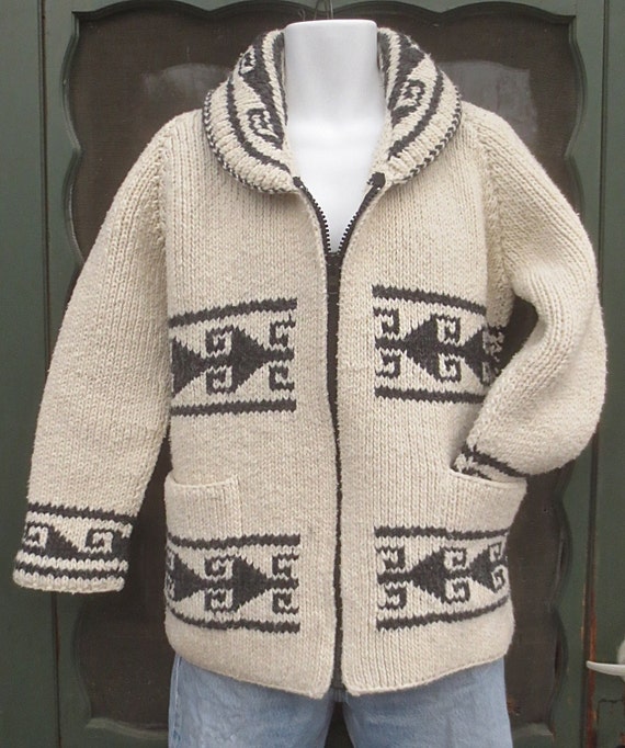 Vintage 1970's THE BIG LEBOWSKI Style Knit Cardigan